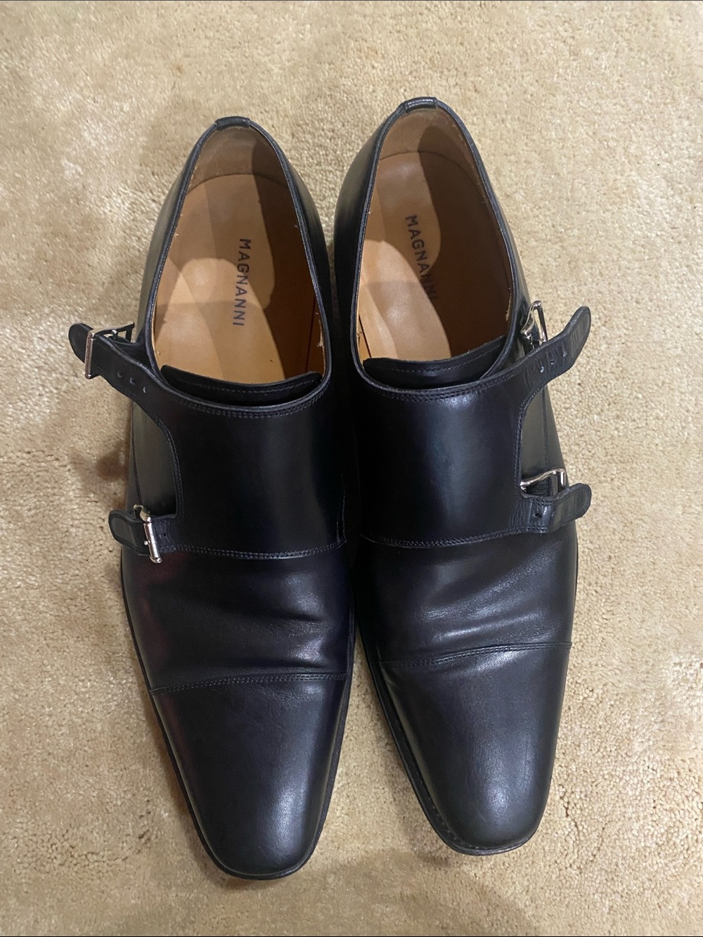 Magnanni Black Double Monk Strap Leather Dress Shoes, gently worn a few times.